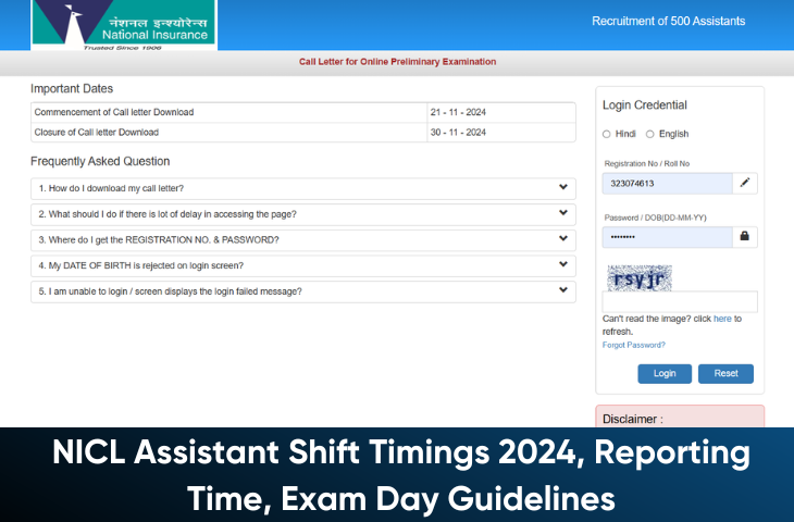 NICL Assistant Shift Timings 2024, Reporting Time, Exam Day Guidelines