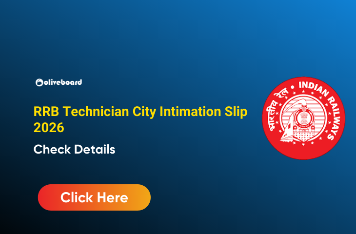 RRB Technician City Intimation Slip