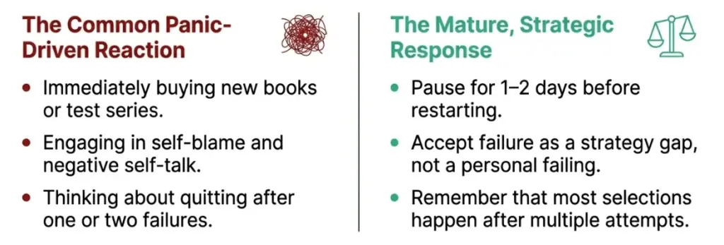 Strategic steps table to handle failure in government exams
