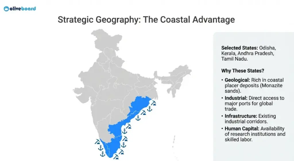 Which states have been selected for rare earth corridors and why?