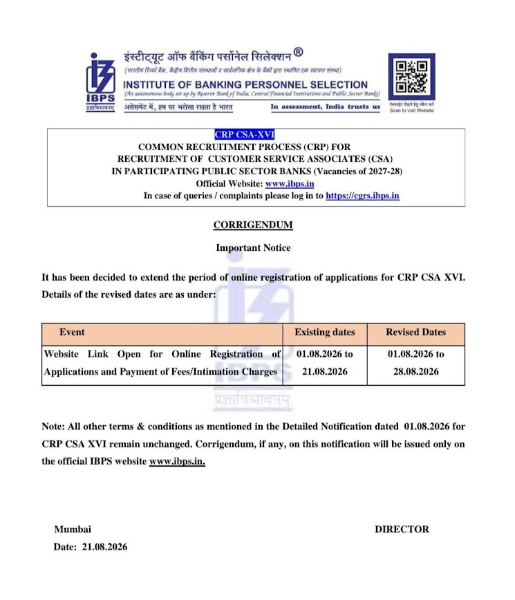 IBPS has extended the IBPS Clerk Application Date to 28th August 2026.