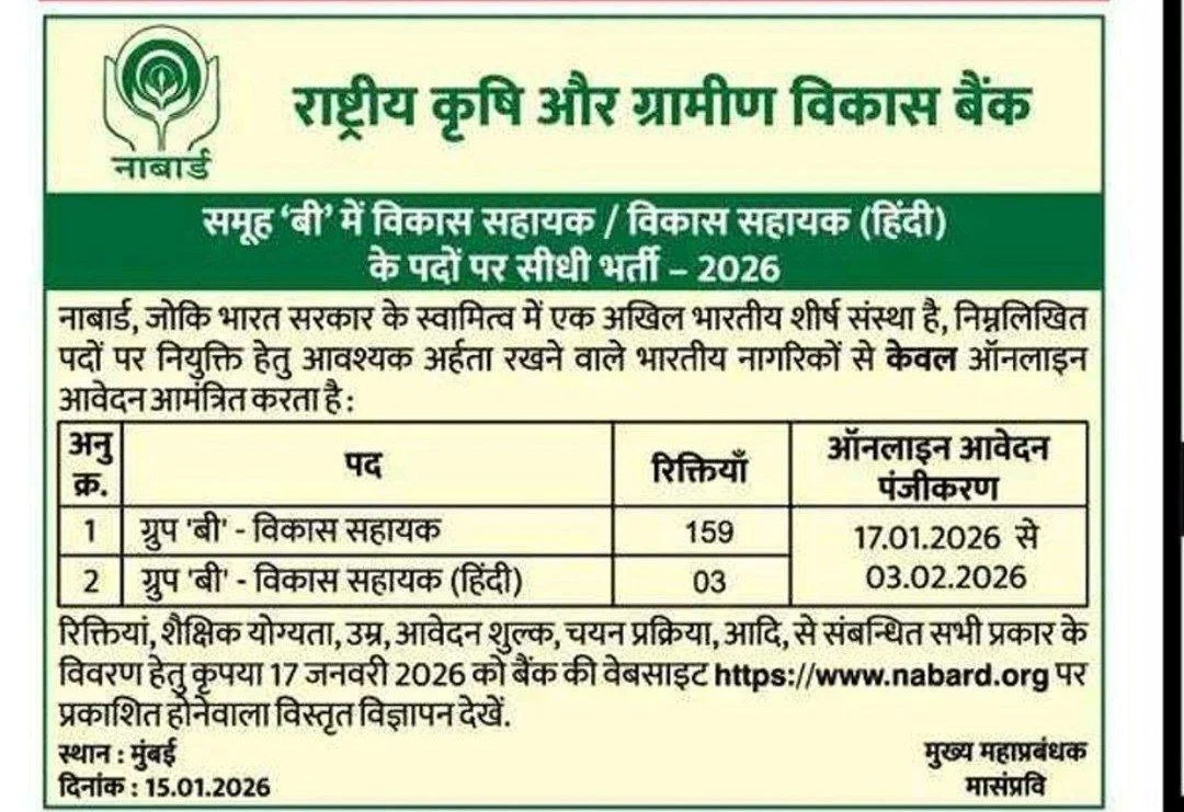 NABARD Development Assistant Notification
